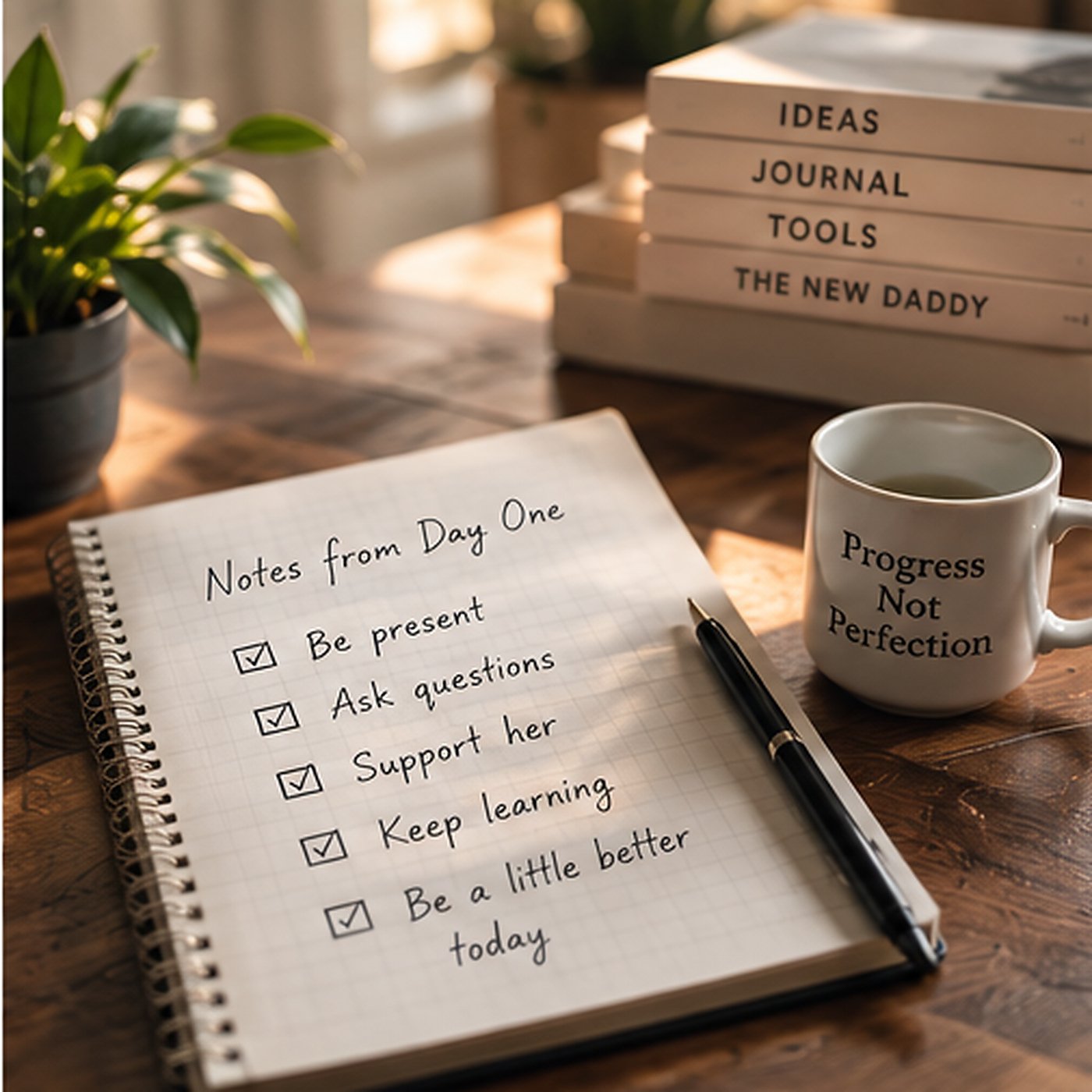 Notebook filled with practical notes from a new dad
