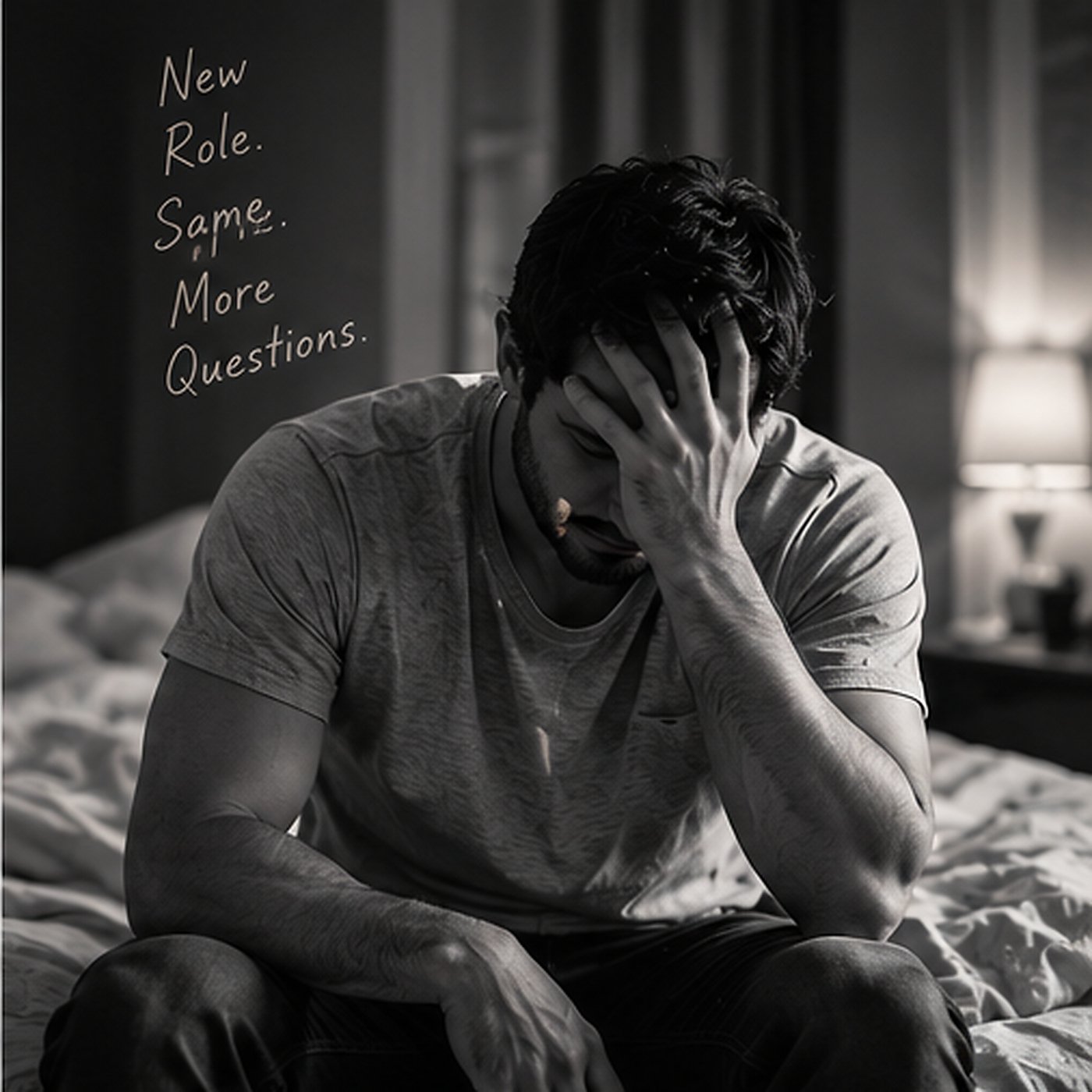 Reflective father sitting alone during a difficult moment